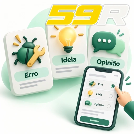 59R — ilustração das categorias de feedback: erro, ideia e opinião