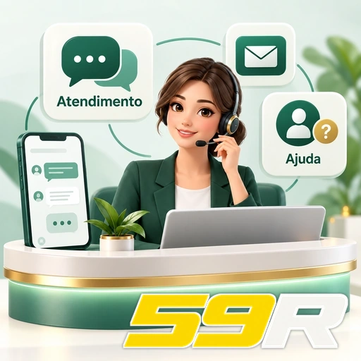 59R — ilustração de atendente com headset em uma central de atendimento