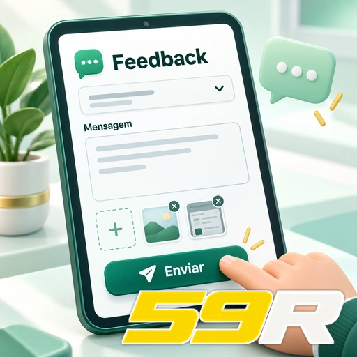 59R — ilustração de formulário de feedback com campo de mensagem e botão de envio
