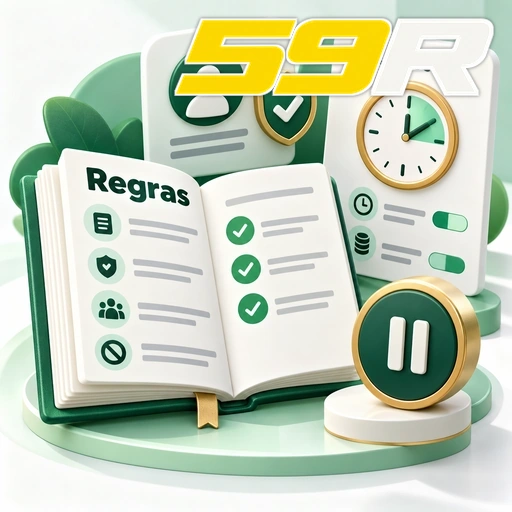 59R — ilustração de regras de uso com lista, limites de tempo e símbolo de pausa