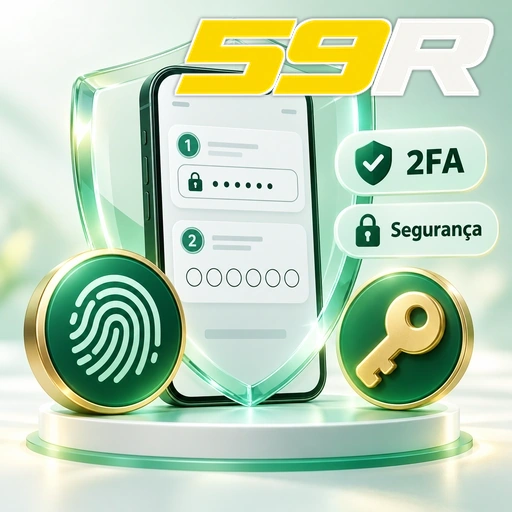 59R — ilustração de segurança da conta com autenticação em duas etapas, impressão digital e chave